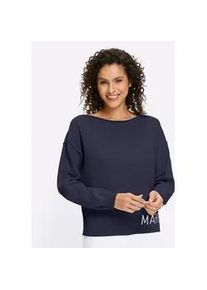 Strickpullover Heine "Pullover", Damen, Gr. 42, marine, 100% Baumwolle, gemustert, mehrfarbig, unifarben, Pullover Strickpullover