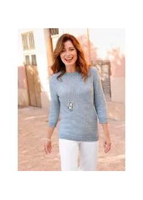 Rundhalspullover Inspirationen "Rundhals-Pullover", Damen, Gr. 36, mint, meliert, 100% Baumwolle, gemustert, mehrfarbig, Pullover Rundhalspullover