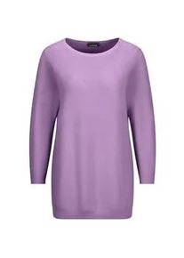 Rundhalspullover GOLDNER "Eleganter Baumwollpullover, Halbarm", Damen, Gr. 46, lila (flieder), Obermaterial: 100% Baumwolle CO., Modisch, Pullover Rundhalspullover, U-Boot-Ausschnitt