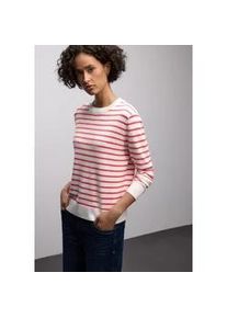 Strickpullover Street One, Damen, Gr. 36, sanftes wei&szlig;, Strick, Obermaterial: 86% Viskose, 14% Polyester, gestreift, normal h&uuml;ftbedeckend, Rundhals, B&uuml;ndchen, Pullover Strickpullover, im Streifen-Design