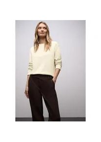 Strickpullover Street One, Damen, Gr. 44, soft beige, Strick, Obermaterial: 100% Baumwolle, unifarben, normal h&uuml;ftbedeckend, Rundhals, Flachstrickb&uuml;ndchen, Pullover Strickpullover, mit Rundhals