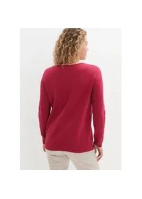 Strickpullover bonprix "Milano Rib Pullover mit Rundhals", Damen, Gr. 44/46 (L), rosa (beerenpink), Obermaterial: 50% Baumwolle, 50% Polyacryl, bequem, Pullover Strickpullover, aus Baumwolle und Polyacryl, mit Rundhalsausschnitt