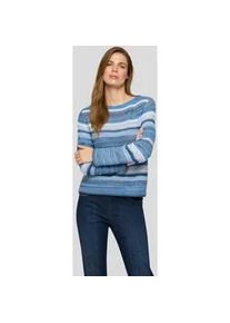 Strickpullover Rabe, Damen, Gr. 44, pazifik, Strick, Obermaterial: 50% Baumwolle, 50% Polyacryl, gestreift, regular fit normal, Rundhals, gerader Abschluss, Pullover Strickpullover, mit Streifen Muster