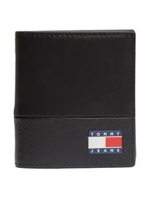 Tommy Hilfiger Geldb&ouml;rse TOMMY JEANS "TJM HERITAGE CC & COIN", Damen, schwarz, Leder, Lederimitat, Textil, Kleinlederwaren, Unisex Geldbeutel, Portemonnaie mit Flaggen-Aufn&auml;her