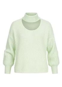 Fleecepullover CLOUD 5IVE "CLOUD 5IVE Pullover mit Stehrollkragen und V-Ausschnitt", Damen, Gr. L, mint, 100% Polyacryl, unifarben, Sweatshirts Fleecepullover