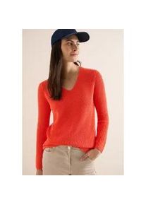 Strickpullover Cecil, Damen, Gr. M (40), cherry tomato orange, Strick, Obermaterial: 75% Baumwolle, 25% Polyester, unifarben, l&auml;ssig geschnitten h&uuml;ftbedeckend, V-Ausschnitt, abgerundeter Saum, Pullover Strickpullover, mit V-Auschnitt