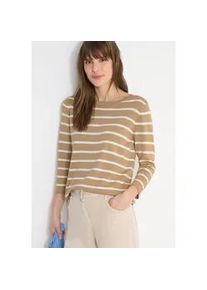 Strickpullover Cecil, Damen, Gr. XL (44), golden camel, Strick, Obermaterial: 60% Baumwolle, 40% Viskose, gestreift, l&auml;ssig geschnitten h&uuml;ftbedeckend, Rundhals, B&uuml;ndchen, Pullover Strickpullover, im Streifen-Look, 3/4-Arm