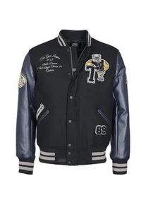 Collegejacke Top Gun "TG25014", Herren, Gr. 54 (XL), navy, Oberstoff: 100% Polyester; Obermaterial &Auml;rmel: 55% Polyurethan 45% Polyester; Futter: 100% Polyester; Wattierung: 100% Polyester; Strick: 95% Polyester 5% Elasthan, Jacken Collegejacke