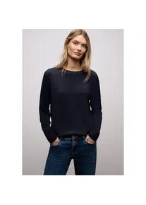 Strickpullover Street One, Damen, Gr. 42, tiefblau, Strick, Obermaterial: 86% Viskose, 14% Polyester, unifarben, tailliert h&uuml;ftbedeckend, Rundhals, B&uuml;ndchen, Pullover Strickpullover, aus Viskosemix