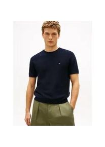 Kurzarmpullover Tommy Hilfiger "COOL TOUCH STRUCTURE", Damen, Gr. XL, desert sky, Strick, Obermaterial: 100% Baumwolle, Rundhals, Pullover, Relaxed Fit, aus Strick