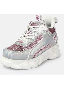 Plateausneaker Buffalo "CLD Chai", Damen, Gr. 41, wei&szlig;, rosa, Lederimitat, Glitzer, Schuhe Plateausneaker, Schn&uuml;rschuh, Halbschuh, Chunky-Sneaker mit Glitter