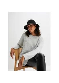 Strickpullover bonprix, Damen, Gr. 36/38 (S), grau (hellgrau meliert), Obermaterial: 67% Polyacryl, 30% Polyester, 3% Elasthan, oversize, Pullover Strickpullover, aus Polyacryl, Polyester und Elasthan, mit Zopfmuster