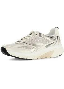 Gabor Keilsneaker ROLLINGSOFT, Damen, Gr. 38, goldfarben kombiniert, Kalbsleder, Lackleder, Textil, Schuhe Sneaker, Freizeitschuh, Halbschuh, Schn&uuml;rschuh mit rollingsoft-Laufsohle