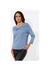 CR&Eacute;ATION L Carmenpullover CREATION L "Carmenpullover", Damen, Gr. 44, bleu, 70% Viskose, 30% Polyamid, unifarben, Pullover Carmenpullover