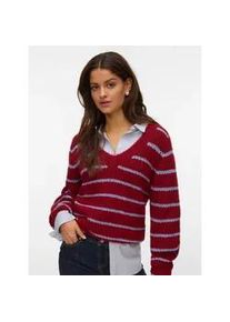 V&eacute;ro Moda V-Ausschnitt-Pullover VERO MODA "VMAWESOME SHINE LS V-NCK STRIPE PULL BOO", Damen, Gr. XS, winetasting detail:with baby lavender lurex, Strick, Obermaterial: 55% Polyester, 17% Viskose, 16% Nylon, 6% Wolle, 5% metallisierte Fasern, 1% Elasthan, gestreift, regular fit, V-Ausschnitt, Rippstrickb&uuml;ndchen, Pullover, mit Glitzer-Effekt