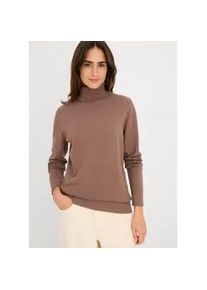 Rollkragenpullover bonprix "Rollkragenpullover", Damen, Gr. 36/38 (S), braun (lehmbraun), Obermaterial: 70% Baumwolle, 30% Polyamid, figurbetont, Pullover Rollkragenpullover, aus Baumwolle und Polyamid, Rollkragen, figurbetonte Passform