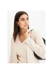 Longstrickjacke bonprix, Damen, Gr. 44/46 (L), beige meliert, Strick, Obermaterial: 50% Viskose, 26% Polyamid, 24% Polyester, unifarben, oversize, Strickjacken Longstrickjacke, Oversize-Passform, eleganter Stil