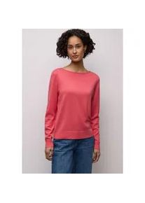 Longpullover Street One, Damen, Gr. 42, striking coral, Stoff, 86% Viskose, 14% Polyester, unifarben, comfort fit normal, U-Boot-Ausschnitt, B&uuml;ndchen, Pullover Longpullover, mit Strick-Detail