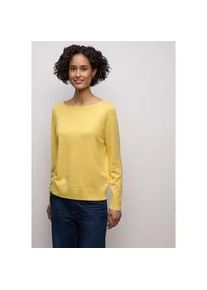 Longpullover Street One, Damen, Gr. 46, bloom gelb, Stoff, 86% Viskose, 14% Polyester, unifarben, comfort fit normal, U-Boot-Ausschnitt, B&uuml;ndchen, Pullover Longpullover, mit Strick-Detail