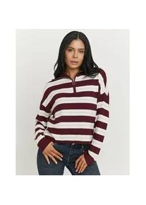 Strickpullover Tally Weijl "SPUVICOLINE", Damen, Gr. L, multi color, Strick, Obermaterial: 70% Viskose, 30% Polyamid, gestreift, oversize normal, hoch geschlossener Ausschnitt, Pullover Strickpullover, Viskosemischung, mit Troyer-Kragen