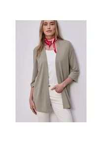 Cardigan Street One, Damen, Gr. 36, timeless beige, Stoff, 60% Viskose, 40% Polyester, unifarben, normal normal, ohne Ausschnitt, B&uuml;ndchen, Strickjacken, mit Materialmix