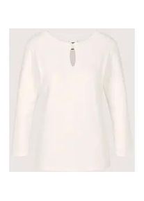 Madeleine Mode Longpullover MADELEINE "Feinstrickpullover Basicpullover mit Dekoelement", Damen, Gr. 40/42, wei&szlig; (wollwei&szlig;), Obermaterial: 71% Viskose CV. 29% Polyamid PA., Modern, Pullover Longpullover, Dekoelement am Ausscnitt