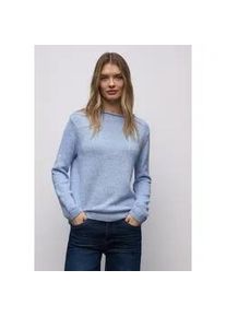 Strickpullover Street One, Damen, Gr. 36, bonnet blau, Web, 100% Baumwolle, unifarben, comfort fit normal, U-Boot-Ausschnitt, B&uuml;ndchen, Pullover Strickpullover, aus reiner Baumwolle