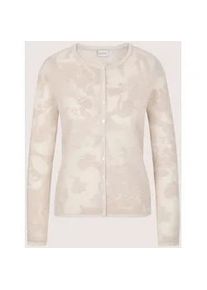 Madeleine Mode Strickjacke MADELEINE "Strickjacke Elegante Sommerjacke mit Rundhals, Feinstrick", Damen, Gr. 40/42, wei&szlig; (wollwei&szlig;, perlwei&szlig;), Obermaterial: 73% Wolle mw. 15% Polyamid PA. 12% Polyester PES., Modern, gerade, Strickjacken Strickjacke, Toniges Blumendesign