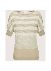 Madeleine Mode Longpullover MADELEINE "Ajourpullover Baumwollpullover mit Streifenmuster", Damen, Gr. 36/38, wei&szlig; (wollwei&szlig;, kitt), Obermaterial: 93% Baumwolle CO. 7% Polyamid PA., Modern, Pullover Longpullover, Leicht transparent