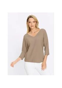 Fledermauspullover Heine "Pullover", Damen, Gr. 46, sesam, 50% Viskose, 28% Polyester, 22% Polyamid, unifarben, Pullover