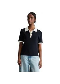 Marc O'Polo Poloshirt MARC O'POLO DENIM "aus reiner Bio-Baumwolle", Damen, Gr. L, dunkelblau, Obermaterial: 100% Baumwolle, unifarben, slim fit, normaler Saum, Shirts