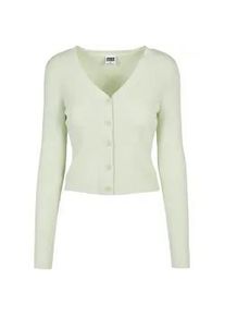 Strickjacke Urban Classics "Urban Classics Damen Ladies Short Rib Knit Cardigan", Damen, Gr. 4XL, lightmint, 35% Polyacryl, 35% Viskose, 30% Polyamid, unifarben, V-Ausschnitt, Strickjacken Strickjacke