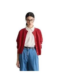 Marc O'Polo Cardigan MARC O'POLO DENIM "aus kompaktem Baumwollgarn", Damen, Gr. L, carmine rot, Obermaterial: 100% Baumwolle, unifarben, relaxed fit, Rundhals, Strickjacken