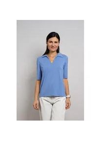 Poloshirt Seidel Moden, Damen, Gr. 38, jeans, Jersey, Obermaterial: 46% Baumwolle, 46% Modal, 8% Elasthan, unifarben, tailliert h&uuml;ftbedeckend, V-Ausschnitt, Shirts, Mit V-Ausschnitt - MADE IN GERMANY