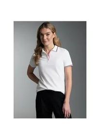 Poloshirt TRIGEMA "TRIGEMA Polo Shirt in Kontrastfarbigen Akzenten", Damen, Gr. L, wei&szlig;, Piqu&eacute;, 100% Baumwolle, Basic, ohne Ausschnitt, Shirts