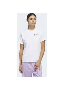 T-Shirt Adidas SPORTSWEAR "MIND BODY & SPIRIT(S) GRAPHIC", Damen, Gr. M, wei&szlig;, Obermaterial: 100% Baumwolle, Rundhals, Shirts T-Shirt