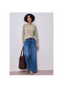 3/4-Arm-Shirt Street One, Damen, Gr. 36, timeless beige, Stoff, 46% Modal, 46% Polyester, 8% Elasthan, unifarben, normal normal, Rundhals, elastischer Bund, Shirts 3/4-Arm-Shirt, im Silk Look