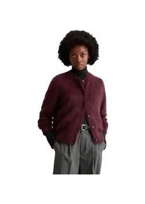 Marc O'Polo Cardigan MARC O'POLO DENIM "aus flauschigem Wolle-Mohairwolle-Mix", Damen, Gr. L, schwarz maroon, Obermaterial: 36% Schurwolle, 31% Polyamid, 15% Polyester, 15% Mohair, 3% Elasthan, gestreift, regular fit, Rippb&uuml;ndchen, Strickjacken