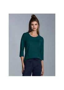 T-Shirt TRIGEMA "TRIGEMA Langarmshirs aus Biobaumwolle", Damen, Gr. XL, saphir, Single Jersey, 100% Baumwolle (Bio-Baumwolle kbA), Basic, lang, ohne Ausschnitt, Shirts T-Shirt