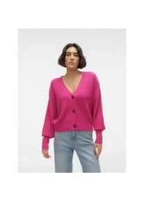 V&eacute;ro Moda Strickjacke VERO MODA "VMLEA LS V-NECK CUFF CARDIGAN NOOS", Damen, Gr. XL, pink yarrow, Strick, Obermaterial: 100% Polyacryl, unifarben, regular fit normal, V-Ausschnitt, Rippb&uuml;ndchen, Strickjacken Strickjacke, Rippstrick