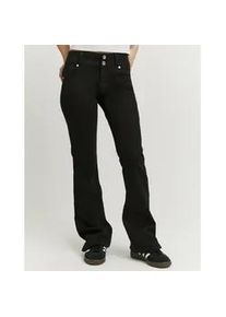 Bootcut-Jeans Tally Weijl "SPACOCYNTHIA", Damen, Gr. 38, N-Gr, schwarz, Denim/Jeans, Obermaterial: 98% Baumwolle, 2% Elasthan, unifarben, lang, Jeans, Baumwollmischung, Low Waist, mit doppeltem Knopf am Bund