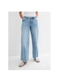 Weite Jeans bonprix, Damen, Gr. 40, K-Gr, eisblau denim used (l&auml;nge: kurz), Denim/Jeans, Obermaterial: 99% Baumwolle, 1% Elasthan, loose fit, Jeans, mittlere Bundh&ouml;he, aus festem Baumwoll-Denim, mit Zip Fly und Knopf