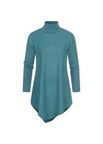 Rundhalspullover CLOUD 5IVE "CLOUD 5IVE Viskose Softtouch Sweater Pullover mit Rollkragen", Damen, Gr. L, gr&uuml;n, 48% Viskose, 27% Polyester, 20% Polyamid, 5% Elasthan, unifarben, relaxed fit, amerikanischer Ausschnitt, Pullover Rundhalspullover