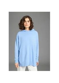 Kapuzenpullover Flashlights, Damen, Gr. 40/42, blau m&eacute;lange, Feinstrick, Obermaterial: 50% Viskose, 28% Polyester, 22% Polyamid, unifarben, oversize h&uuml;ftbedeckend, Rippb&uuml;ndchen, Pullover Kapuzenpullover, mit 3/4 &Auml;rmeln und lockerem Schnitt, Viskosemischung