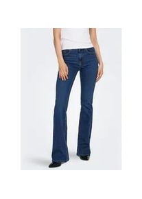 Bootcut-Jeans Only "ONLBLUSH MW B-POC FLARED DNM PIM134 NOOS", Damen, Gr. S, L&auml;nge 30, dunkelblau denim, Denim/Jeans, Obermaterial: 92% Baumwolle, 6% Elastomultiester, 2% Elasthan, unifarben, lang, Jeans