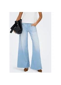 Weite Jeans Only "ONLCALIFORNIA MW WD FLAR DNM REA004 NOOS", Damen, Gr. 30, L&auml;nge 32, light blau denim, Denim/Jeans, Obermaterial: 99% Baumwolle, 1% Elasthan, unifarben, regular fit lang, Jeans, normale Leibh&ouml;he, weite Beinform, mit heller Waschung