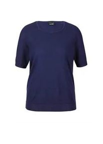 Strickpullover GOLDNER "Kurzgr&ouml;&szlig;e Strickpullover", Damen, Gr. 21, blau (marine), Obermaterial: 100% Schurwolle WV., Basic, normal, Rippe, Pullover Strickpullover, Rippenb&uuml;ndchen