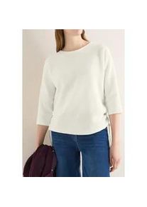 3/4 Arm-Pullover Cecil, Damen, Gr. M (40), raw sand beige, Feinstrick, 100% Baumwolle, unifarben, comfort fit h&uuml;ftlang, U-Boot-Ausschnitt, B&uuml;ndchen, Pullover, mit Struktur