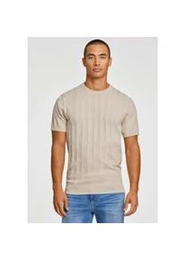 Kurzarmpullover LINDBERGH, Damen, Gr. XXL, stone, Strick, Obermaterial: 70% Viskose, 30% Polyamid, unifarben, gerade h&uuml;ftbedeckend, Rundhals, B&uuml;ndchen, Pullover, mit Struktur-Muster