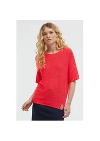 Rundhalspullover SOCCX, Damen, Gr. M/L, rot neon, Strick, Material: 55% Polyacryl, 45% Polyamid, unifarben, regular fit normal, Rundhals, Fledermaus&auml;rmel gerader Abschluss, Pullover Rundhalspullover, mit &uuml;berschnittener Schulter